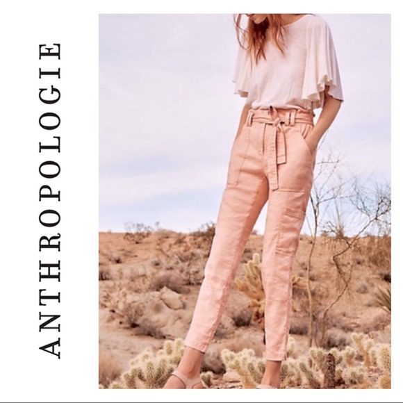 Anthropologie Pants - LAST CHANCE!! Anthropologie XL Elevenses Linen Blend Cropped Ankle Pants EUC